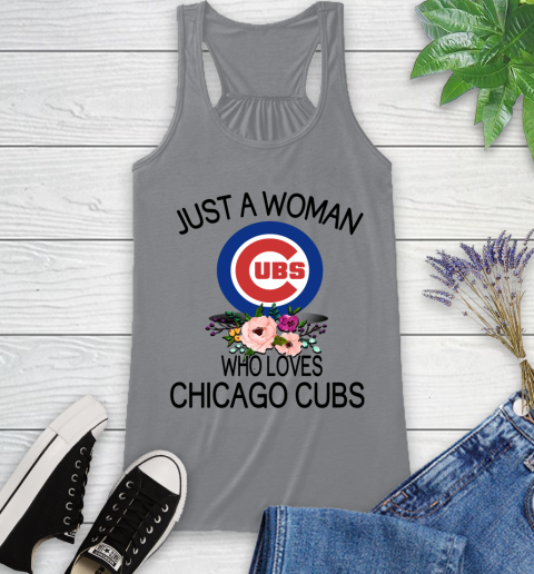 MLB Just A Woman Who Loves Chicago Cubs Baseball Sports Racerback Tank 3