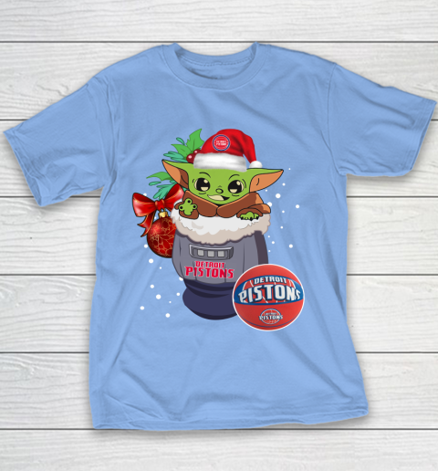Detroit Pistons Christmas Baby Yoda Star Wars Funny Happy NBA Youth T-Shirt 10