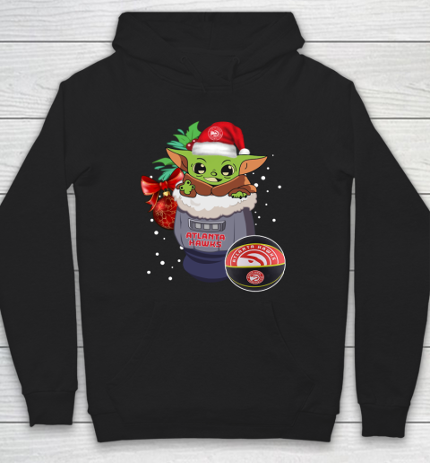 Atlanta Hawks Christmas Baby Yoda Star Wars Funny Happy NBA Hoodie 2