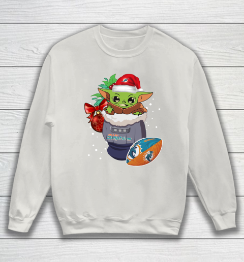 Miami Dolphins Christmas Baby Yoda Star Wars Funny Happy NFL Sweatshirt 10