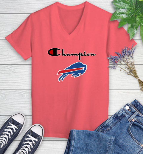 NFL Football Buffalo Bills Champion Shirt Women's V-Neck T-Shirt 5 NFL Football Buffalo Bills Champion Shirt Women's V-Neck T-Shirt - Image 5