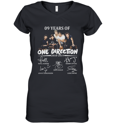09 Years Of One Direction 2010 2019 Signatures shirt Women's V-Neck T-Shirt