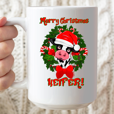 Merry Christmas Heifer Funny Christmas Ceramic Mug 15oz