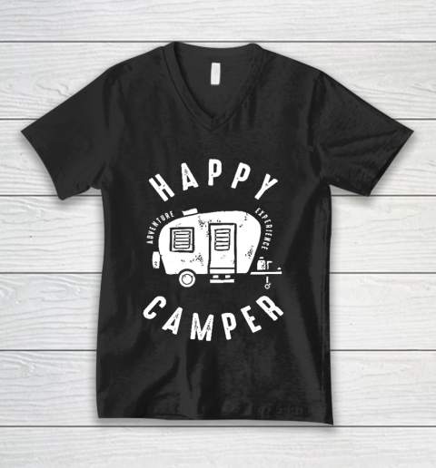 Happy Camping Camper Trailer W V-Neck T-Shirt