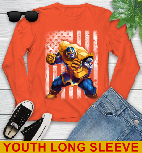 MLB Baseball Toronto Blue Jays Thanos Marvel American Flag Shirt Youth Long Sleeve 3