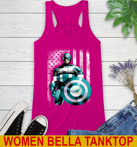 Miami Dolphins NFL Football Captain America Marvel Avengers American Flag Shirt Racerback Tank 6