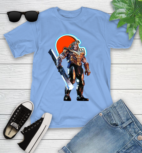 NFL Thanos Gauntlet Avengers Endgame Football Cleveland Browns Youth T-Shirt 11