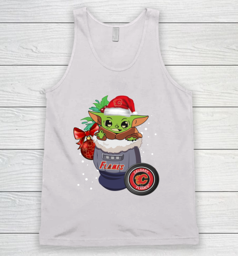 Calgary Flames Christmas Baby Yoda Star Wars Funny Happy NHL Tank Top 2