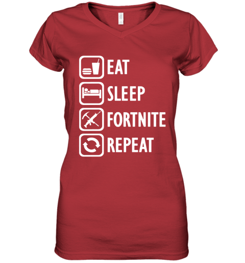 vvho eat sleep fortnite repeat for gamer fortnite battle royale shirts women v neck t shirt 39 front red
