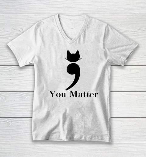 You Matter Cat Suicide Prevention V-Neck T-Shirt