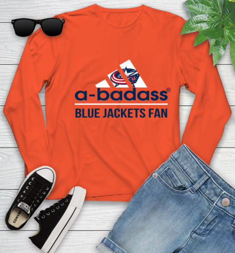 NHL A Badass Columbus Blue Jackets Fan Adidas Hockey Sports Youth Long Sleeve 3