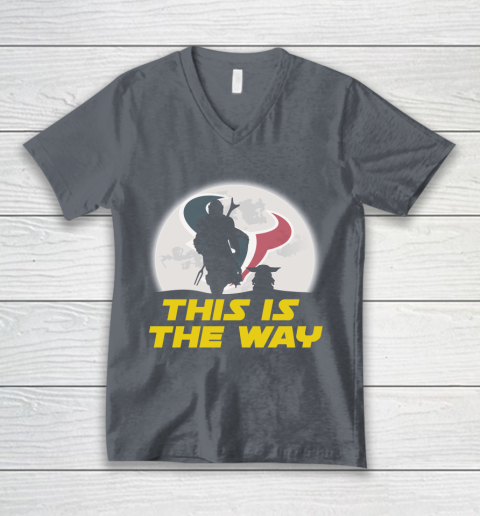 Houston Texans NFL Football Star Wars Yoda And Mandalorian This Is The Way V-Neck T-Shirt 4