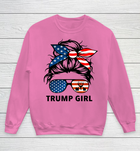 Trump Girl American Flag Glass Youth Sweatshirt 3