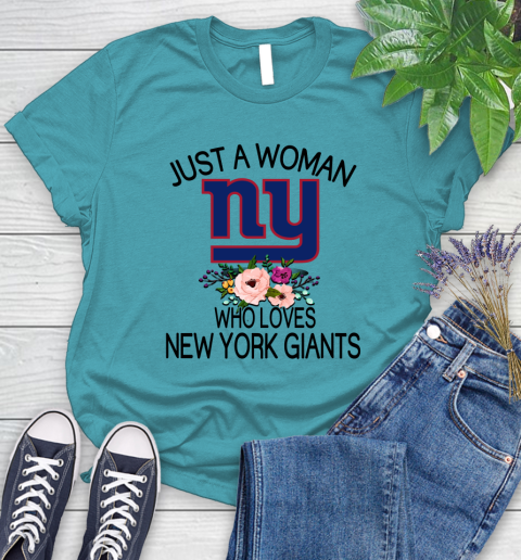 NFL Just A Woman Who Loves New York Giants Football Sports Women's T-Shirt 11