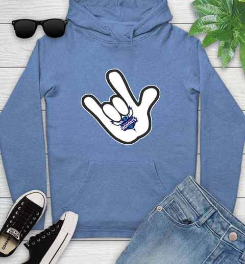 Charlotte Hornets NBA Basketball Mickey Rock Hand Disney Youth Hoodie 12
