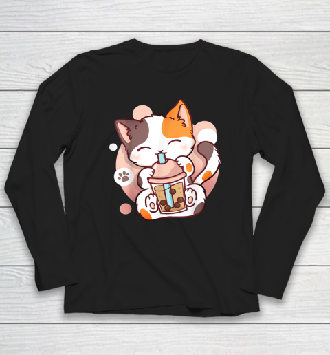 Cat Boba Tea Bubble Tea Anime Kawaii Neko Long Sleeve T-Shirt
