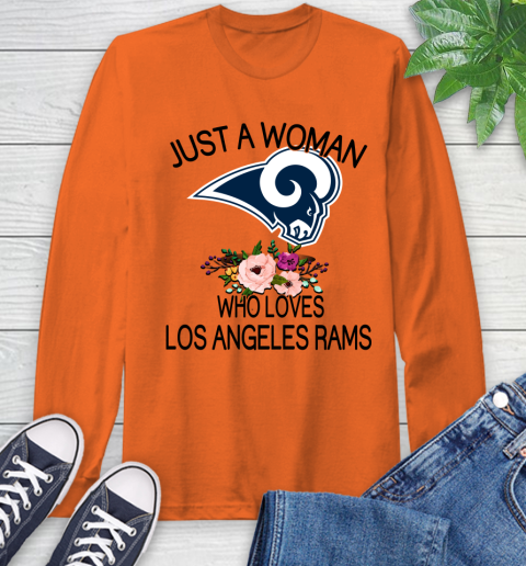 NFL Just A Woman Who Loves Los Angeles Rams Football Sports Long Sleeve T-Shirt 3
