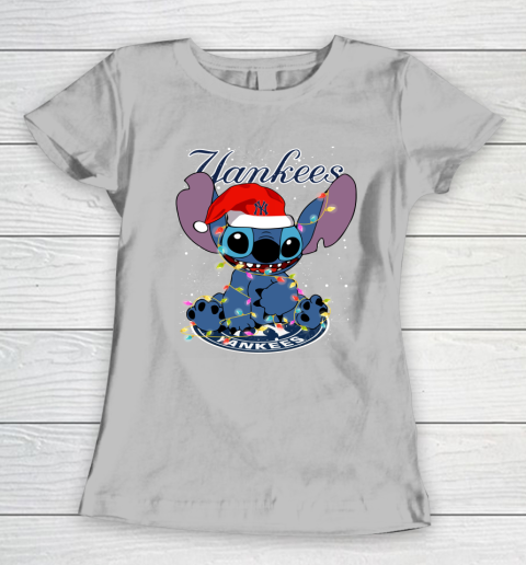 New York Yankees MLB noel stitch Baseball Christmas Women's T-Shirt 3