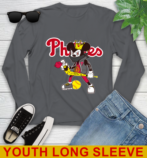 Philadelphia Phillies MLB Baseball Mickey Peace Sign Sports Youth Long Sleeve 9