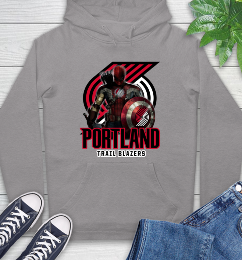 Portland Trail Blazers NBA Basketball Captain America Thor Spider Man Hawkeye Avengers Hoodie 6