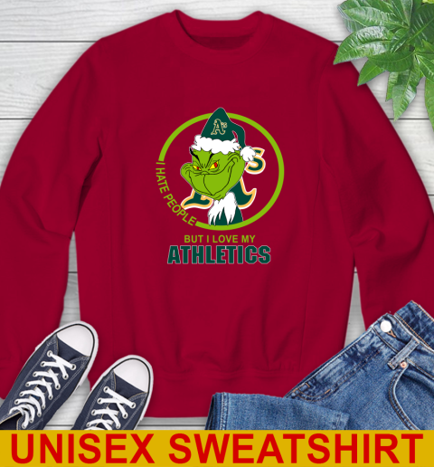 Oakland Athletics MLB Christmas Grinch I Hate People But I Love My Favorite Baseball Team Sweatshirt 7