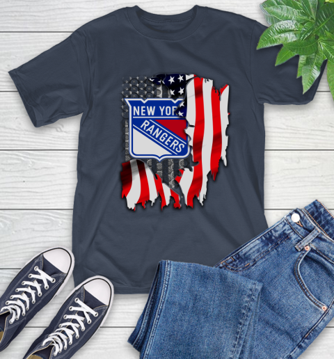 New York Rangers NHL Hockey American Flag T-Shirt 3