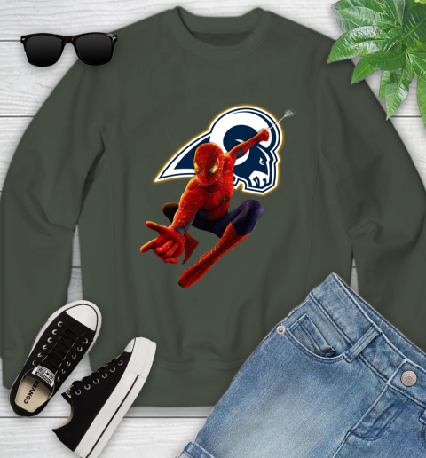 NFL Spider Man Avengers Endgame Football Los Angeles Rams Youth Sweatshirt 10