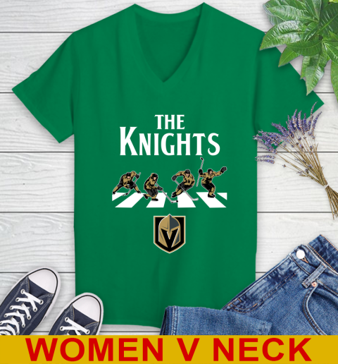 NHL Hockey Vegas Golden Knights The Beatles Rock Band Shirt Women's V-Neck T-Shirt 5
