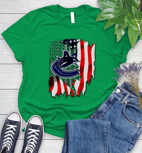 Vancouver Canucks NHL Hockey American Flag Women's T-Shirt 9