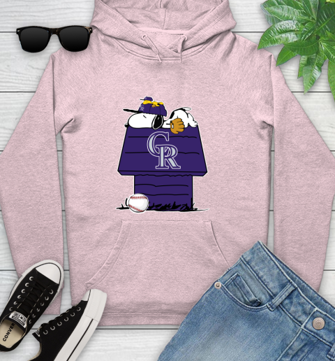 MLB Colorado Rockies Snoopy Woodstock The Peanuts Movie Baseball T Shirt Youth Hoodie 10