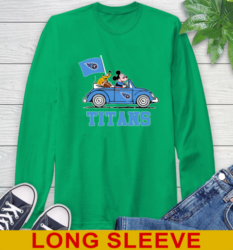 NFL Football Tennessee Titans Pluto Mickey Driving Disney Shirt Long Sleeve T-Shirt 7