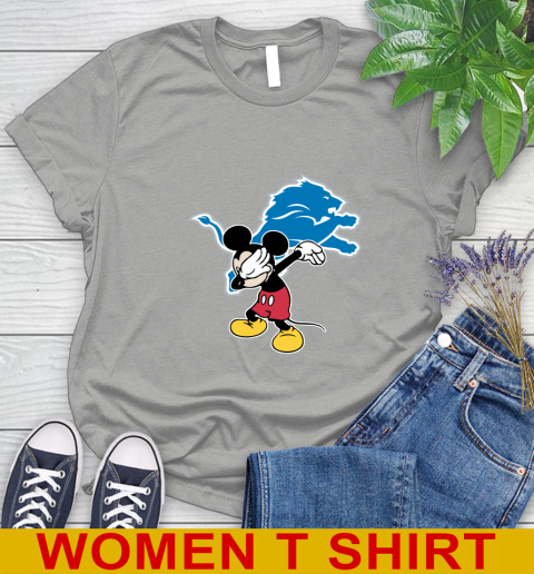 Detroit Lions NFL Football Dabbing Mickey Disney Sports Women's T-Shirt 11