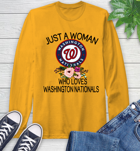 MLB Just A Woman Who Loves Washington Nationals Baseball Sports Long Sleeve T-Shirt 2