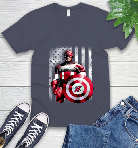 New Jersey Devils Nhl Hockey Captain America Marvel Avengers American Flag Shirt Itees Global