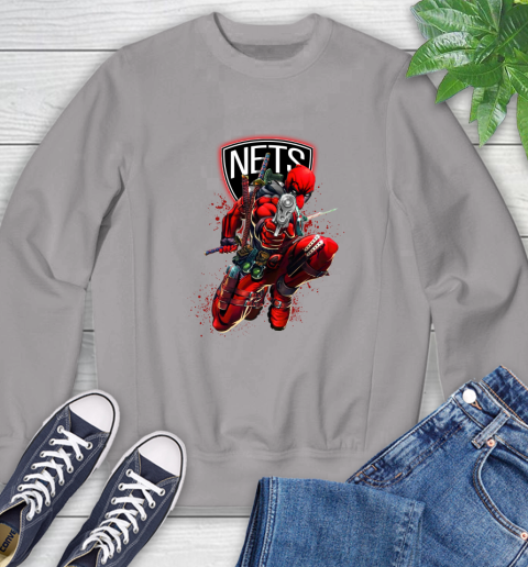 NBA Deadpool Marvel Comics Sports Basketball Brooklyn Nets Sweatshirt 5