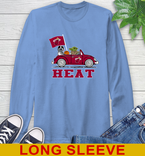 NBA Basketball Miami Heat Darth Vader Baby Yoda Driving Star Wars Shirt Long Sleeve T-Shirt 11