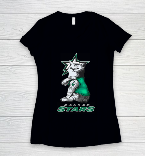NHL My Cat Loves Dallas Stars Hockey Women's V-Neck T-Shirt