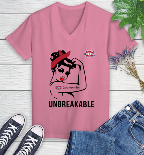 NHL Montreal Canadiens Girl Unbreakable Hockey Sports Women's V-Neck T-Shirt 8