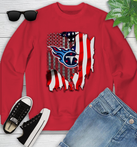 Tennessee Titans NFL Football American Flag Youth Sweatshirt 8