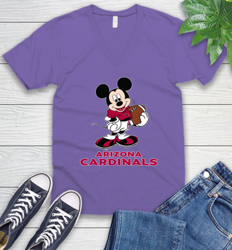 NFL Football Arizona Cardinals Cheerful Mickey Mouse Shirt V-Neck T-Shirt 9