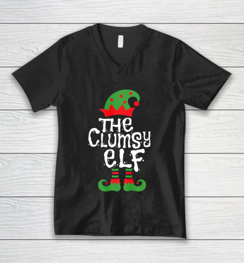 Clumsy Elf Family Matching Christmas Group Funny Pajama V-Neck T-Shirt