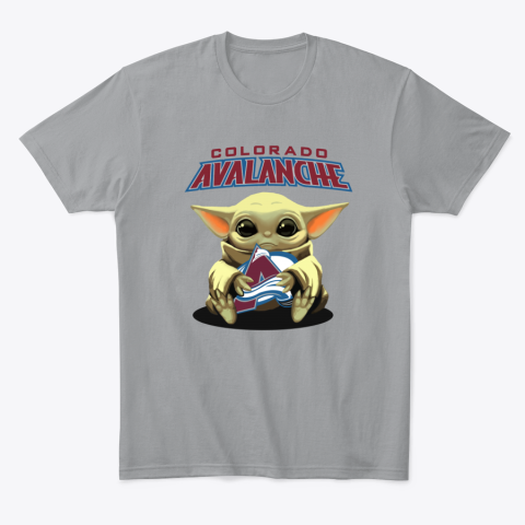 xsr3 baby yoda hugs the colorado avalanche classic t shirt 2 front sport grey