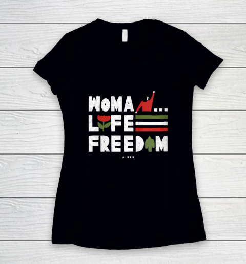 Womens Woman Life Freedom Women's V-Neck T-Shirt