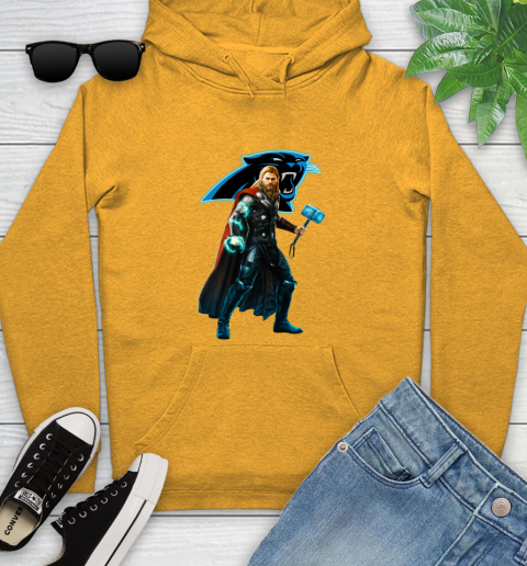NFL Thor Avengers Endgame Football Carolina Panthers Youth Hoodie 3