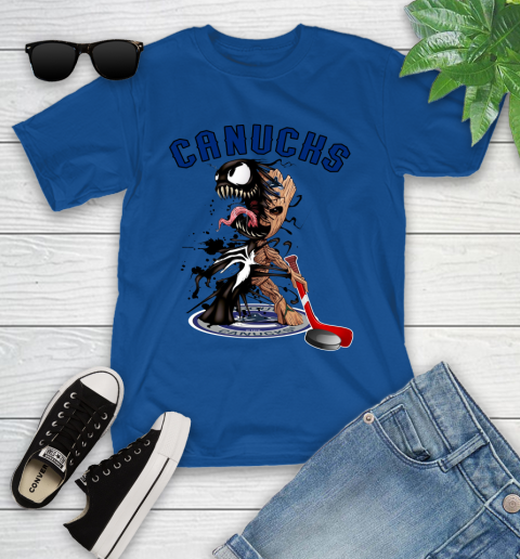 NHL Vancouver Canucks Hockey Venom Groot Guardians Of The Galaxy Youth T-Shirt 9