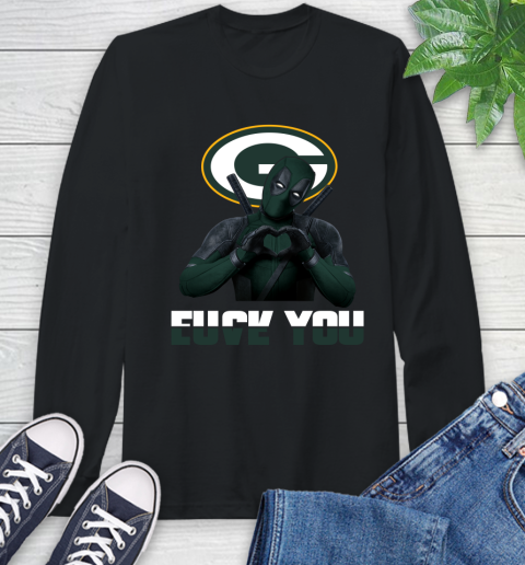 NHL Green Bay Packers Deadpool Love You Fuck You Football Sports Long Sleeve T-Shirt