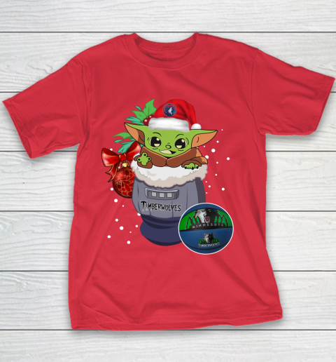 Minnesota Timberwolves Christmas Baby Yoda Star Wars Funny Happy NBA Youth T-Shirt 9