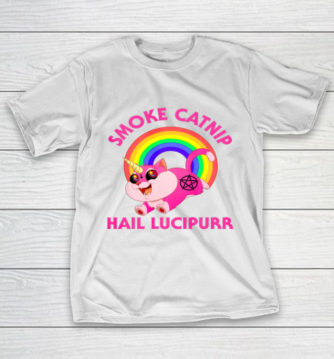 Smoke Catnip Hail Lucipurr Funny Satan Cat Unicorn Meme T-Shirt