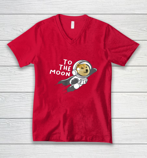 Dogecoin to the Moon Shirt Hodl Doge Coin Crypto Currency V-Neck T-Shirt 6