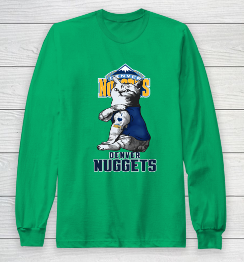 NBA Basketball My Cat Loves Denver Nuggets Long Sleeve T-Shirt 4